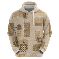 Vintage Lapita Zip Hoodie Iconic Double Face Pattern Beige