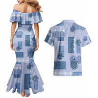 Vintage Lapita Couples Matching Mermaid Dress and Hawaiian Shirt Iconic Double Face Pattern Blue LT05 - Polynesian Pride
