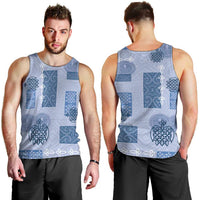 Vintage Lapita Men Tank Top Iconic Double Face Pattern Blue LT05 - Polynesian Pride