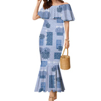 Vintage Lapita Mermaid Dress Iconic Double Face Pattern Blue LT05 Women Blue - Polynesian Pride