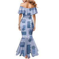 Vintage Lapita Mermaid Dress Iconic Double Face Pattern Blue LT05 - Polynesian Pride