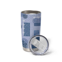 Vintage Lapita Tumbler Cup Iconic Double Face Pattern Blue LT05 - Polynesian Pride