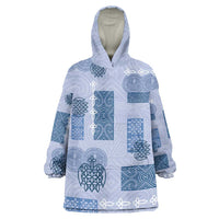Vintage Lapita Wearable Blanket Hoodie Iconic Double Face Pattern Blue LT05 One Size Blue - Polynesian Pride