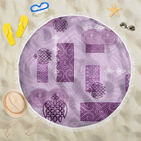 Vintage Lapita Beach Blanket Iconic Double Face Pattern Violet LT05 One Size 150cm Violet - Polynesian Pride