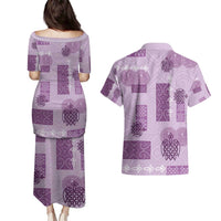 Vintage Lapita Couples Matching Puletasi and Hawaiian Shirt Iconic Double Face Pattern Violet LT05 - Polynesian Pride