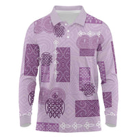 Vintage Lapita Long Sleeve Polo Shirt Iconic Double Face Pattern Violet LT05 Violet - Polynesian Pride