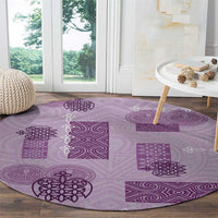 Vintage Lapita Round Carpet Iconic Double Face Pattern Violet