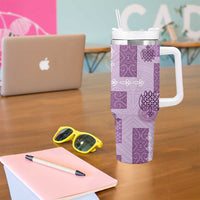 Vintage Lapita Tumbler With Handle Iconic Double Face Pattern Violet LT05 - Polynesian Pride