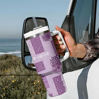 Vintage Lapita Tumbler With Handle Iconic Double Face Pattern Violet LT05 - Polynesian Pride
