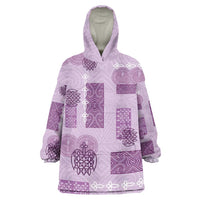 Vintage Lapita Wearable Blanket Hoodie Iconic Double Face Pattern Violet LT05 One Size Violet - Polynesian Pride