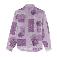 Vintage Lapita Women Casual Shirt Iconic Double Face Pattern Violet