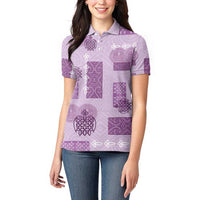 Vintage Lapita Women Polo Shirt Iconic Double Face Pattern Violet