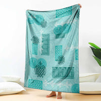 Vintage Lapita Blanket Iconic Double Face Pattern Turquoise LT05 - Polynesian Pride