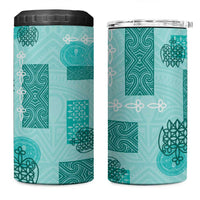 Vintage Lapita 4 in 1 Can Cooler Tumbler Iconic Double Face Pattern Turquoise LT05 One Size: 16 oz Turquoise - Polynesian Pride