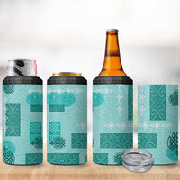 Vintage Lapita 4 in 1 Can Cooler Tumbler Iconic Double Face Pattern Turquoise LT05 - Polynesian Pride