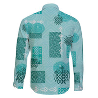 Vintage Lapita Family Matching Short Sleeve Bodycon Dress and Hawaiian Shirt Iconic Double Face Pattern Turquoise LT05