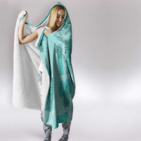 Vintage Lapita Hooded Blanket Iconic Double Face Pattern Turquoise LT05 - Polynesian Pride