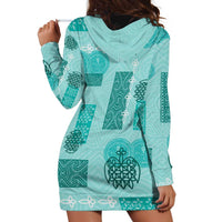 Vintage Lapita Hoodie Dress Iconic Double Face Pattern Turquoise LT05