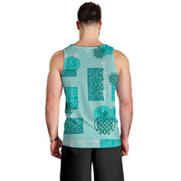 Vintage Lapita Men Tank Top Iconic Double Face Pattern Turquoise LT05 - Polynesian Pride