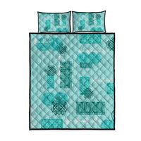 Vintage Lapita Quilt Bed Set Iconic Double Face Pattern Turquoise LT05 - Polynesian Pride
