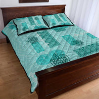 Vintage Lapita Quilt Bed Set Iconic Double Face Pattern Turquoise LT05 - Polynesian Pride