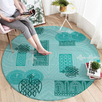 Vintage Lapita Round Carpet Iconic Double Face Pattern Turquoise