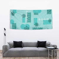 Vintage Lapita Tapestry Iconic Double Face Pattern Turquoise