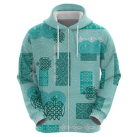 Vintage Lapita Zip Hoodie Iconic Double Face Pattern Turquoise LT05