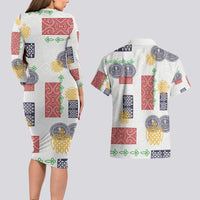 Vintage Lapita Couples Matching Long Sleeve Bodycon Dress and Hawaiian Shirt Iconic Double Face Pattern LT05 - Polynesian Pride