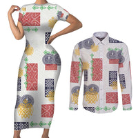 Vintage Lapita Couples Matching Short Sleeve Bodycon Dress and Long Sleeve Button Shirt Iconic Double Face Pattern LT05 Colorful - Polynesian Pride