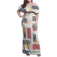 Vintage Lapita Family Matching Off Shoulder Maxi Dress and Hawaiian Shirt Iconic Double Face Pattern