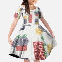 Vintage Lapita Family Matching Summer Maxi Dress and Hawaiian Shirt Iconic Double Face Pattern