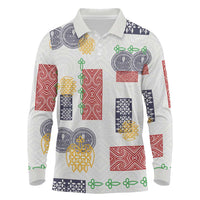 Vintage Lapita Long Sleeve Polo Shirt Iconic Double Face Pattern