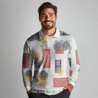 Vintage Lapita Long Sleeve Polo Shirt Iconic Double Face Pattern