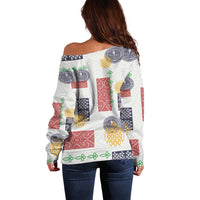 Vintage Lapita Off Shoulder Sweater Iconic Double Face Pattern