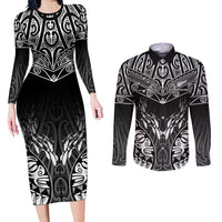 Custom New Zealand Fishing Couples Matching Long Sleeve Bodycon Dress and Long Sleeve Button Shirt Aotearoa Maori Koru - Polynesian Pride