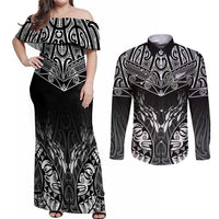 Custom New Zealand Fishing Couples Matching Off Shoulder Maxi Dress and Long Sleeve Button Shirt Aotearoa Maori Koru - Polynesian Pride