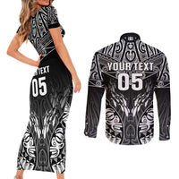 Custom New Zealand Fishing Couples Matching Short Sleeve Bodycon Dress and Long Sleeve Button Shirt Aotearoa Maori Koru - Polynesian Pride