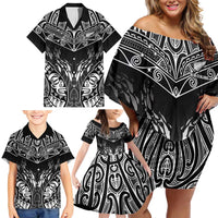 Custom New Zealand Fishing Family Matching Off Shoulder Short Dress and Hawaiian Shirt Aotearoa Maori Koru - Polynesian Pride
