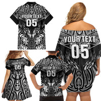 Custom New Zealand Fishing Family Matching Off Shoulder Short Dress and Hawaiian Shirt Aotearoa Maori Koru - Polynesian Pride