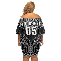 Custom New Zealand Fishing Family Matching Off Shoulder Short Dress and Hawaiian Shirt Aotearoa Maori Koru - Polynesian Pride