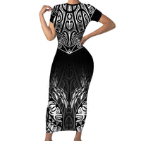 Custom New Zealand Fishing Family Matching Short Sleeve Bodycon Dress and Hawaiian Shirt Aotearoa Maori Koru - Polynesian Pride