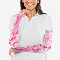 Personalised Memorial Pink Breast Cancer Awareness Arm Sleeves Plumeria Floral Tribal Pattern - Polynesian Pride