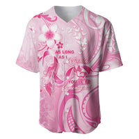 Personalised Memorial Pink Breast Cancer Awareness Baseball Jersey Plumeria Floral Tribal Pattern LT05 Pink - Polynesian Pride