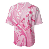 Personalised Memorial Pink Breast Cancer Awareness Baseball Jersey Plumeria Floral Tribal Pattern LT05 - Polynesian Pride