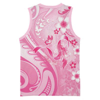 Personalised Memorial Pink Breast Cancer Awareness Basketball Jersey Plumeria Floral Tribal Pattern - Polynesian Pride