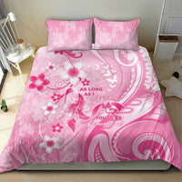 Memorial Pink Breast Cancer Awareness Bedding Set Plumeria Floral Tribal Pattern - Polynesian Pride