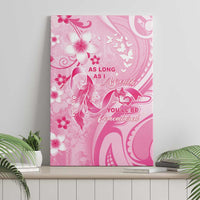 Memorial Pink Breast Cancer Awareness Canvas Wall Art Plumeria Floral Tribal Pattern - Polynesian Pride