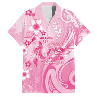 Personalised Memorial Pink Breast Cancer Awareness Family Matching Mermaid Dress and Hawaiian Shirt Plumeria Floral Tribal Pattern - Polynesian Pride
