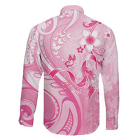 Personalised Memorial Pink Breast Cancer Awareness Family Matching Mermaid Dress and Hawaiian Shirt Plumeria Floral Tribal Pattern - Polynesian Pride